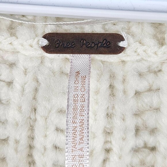 Free People Carter Pullover Knit Sweater Womens Size L Ivory OB1368378 Cream - Picture 3 of 9